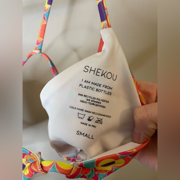 NWT Shekou Groovy Floral Triangle Bikini Top Vacation Summer Recycled Plastic - Picture 5 of 7